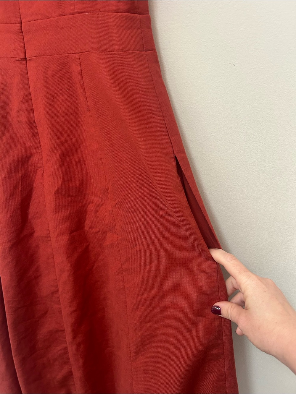 long tall sally Rust Red Sleeveless Wrap-Front Midi A-Line Dress - Picture 5 of 6